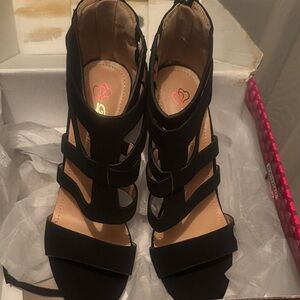 DbDk Fashion Black Strappy Heels